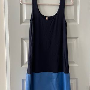 Bailey 44 two tone blue dress with leather trim. Size small